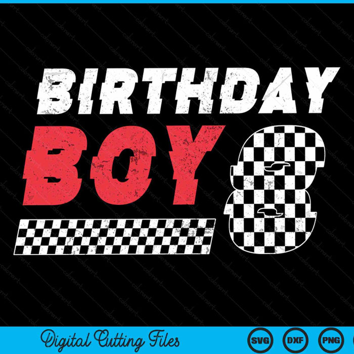 Kids Birthday Boy 8 Eight Racing Flag 8th Birthday Race Car Toddler SVG PNG Digital Cutting File