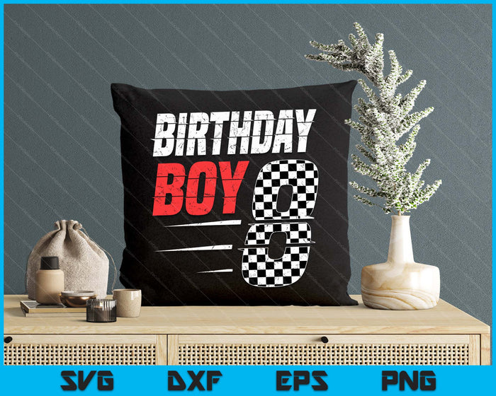 Kids Birthday Boy 8 Eight Racing Flag 8th Birthday Race Car SVG PNG Digital Cutting Files