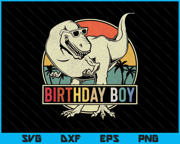Kinderen verjaardag jongen Dino T Rex dinosaurus jongens bijpassende familie SVG PNG snijden afdrukbare bestanden