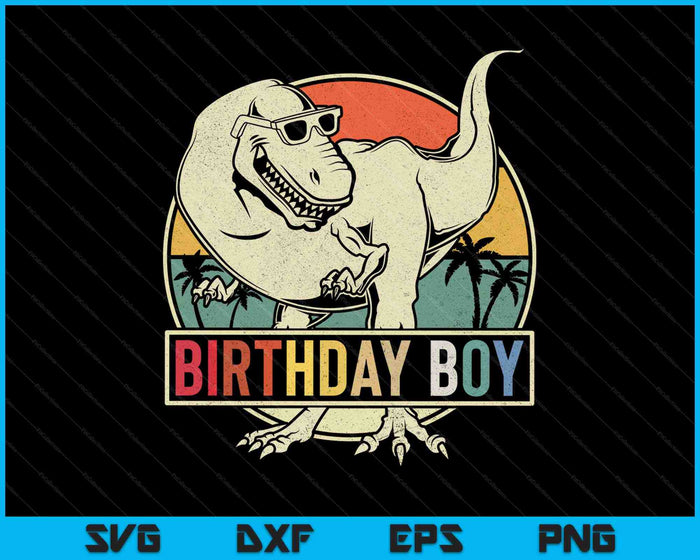 Niños cumpleaños niño Dino T Rex dinosaurio niños coincidentes familia SVG PNG cortando archivos imprimibles