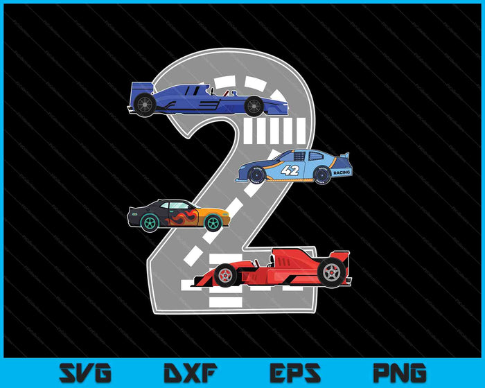 Kids Birthday Party Boy 2 Two Race Car 2nd Driver Racing Car SVG PNG Digital Printable Files