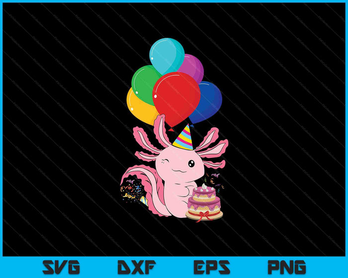 Kids Birthday Party Cake Pet Animal Amphibian Axolotl SVG PNG Digital Printable Files