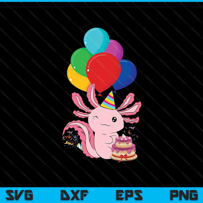 Kids birthday party cake pet animal amphibian axolotl SVG PNG cut file for Cricut