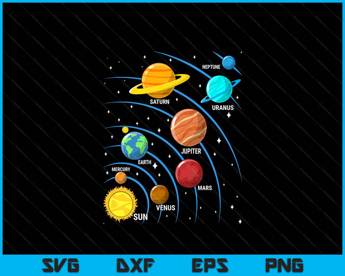 Colorful Planets Solar Systems Mens Boys Space Science SVG PNG Digital Printable Files