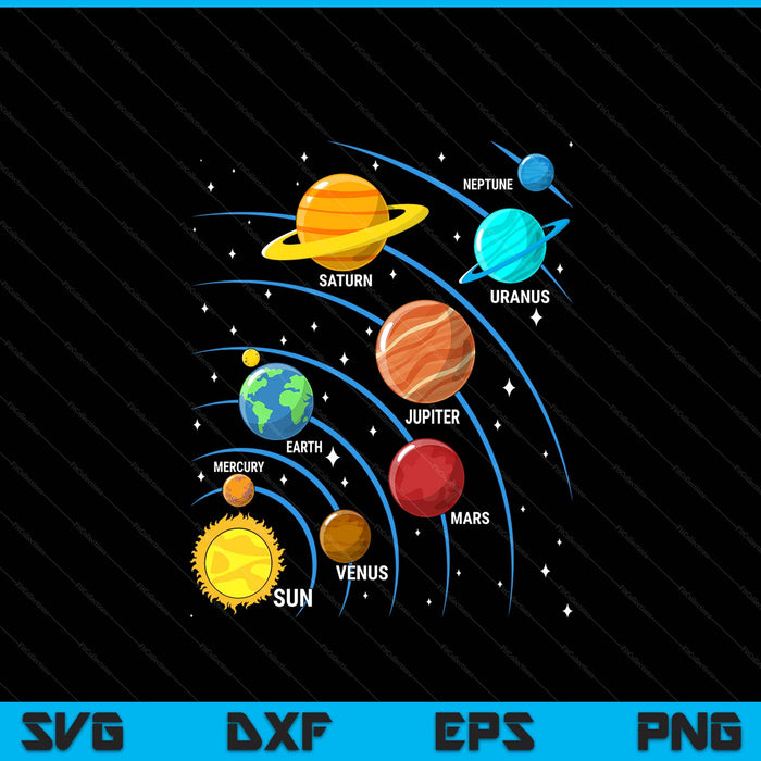 Colorful planets solar systems space science SVG cut file