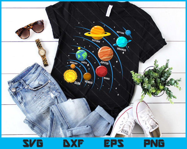 Colorful Planets Solar Systems Mens Boys Space Science SVG PNG Digital Printable Files