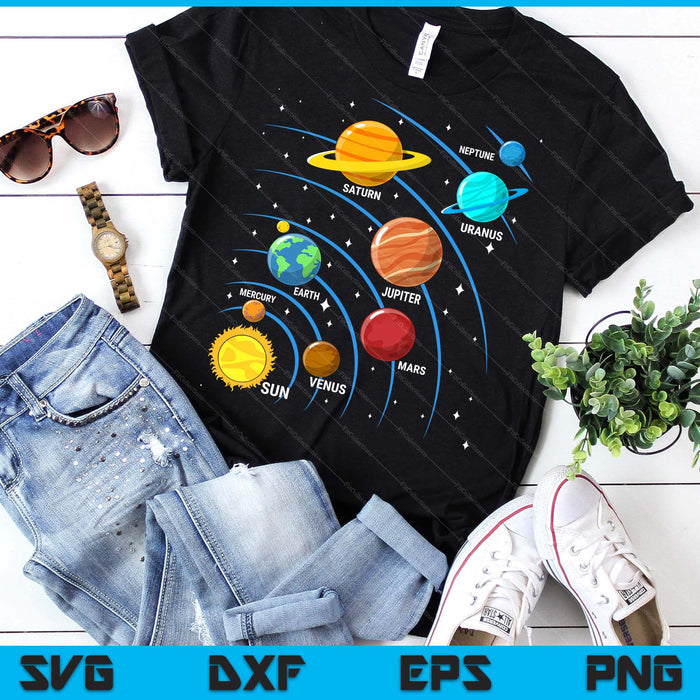 Colorful Planets Solar Systems Mens Boys Space Science SVG PNG Digital Printable Files