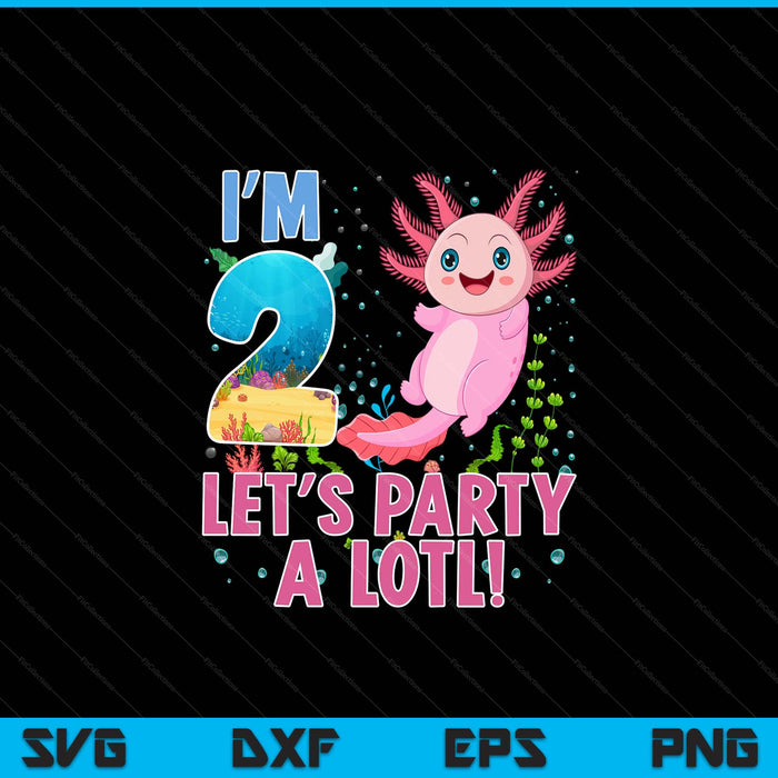 Kids Cute Axolotl Motif 2 year old Axolotl Lover 2nd Birthday SVG PNG Digital Cutting Files