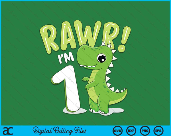 Kids Dinosaur 1st Birthday Outfit Dinosaur Birthday Party SVG PNG Digital Printable Files