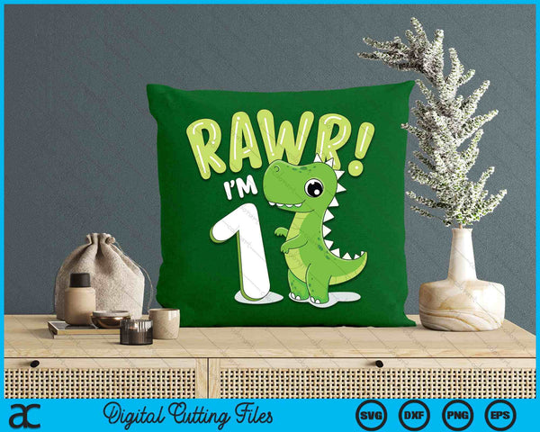 Kids Dinosaur 1st Birthday Outfit Dinosaur Birthday Party SVG PNG Digital Printable Files