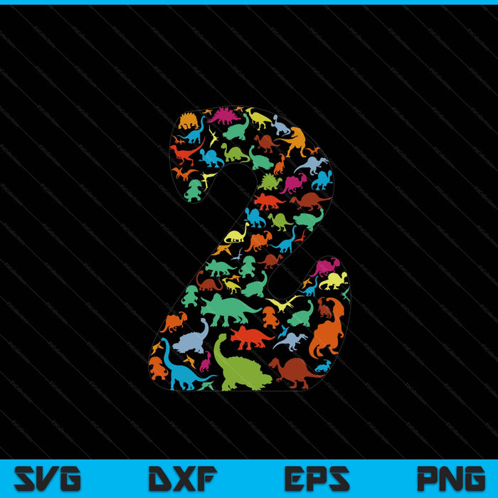 Kids Dinosaur 2nd Birthday Boy 2 Years T-Rex Party Rawr I'm 2 SVG PNG Digital Cutting Files