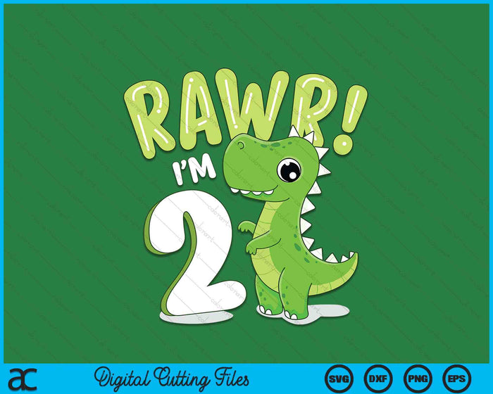 Kids Dinosaur 2nd Birthday Outfit Dinosaur Birthday Party SVG PNG Digital Printable Files