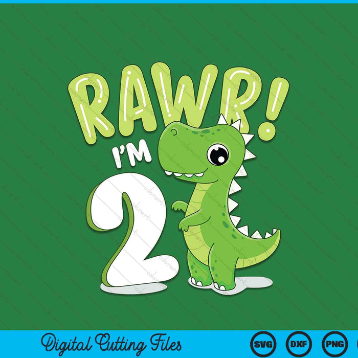 Kids Dinosaur 2nd Birthday Outfit Dinosaur Birthday Party SVG PNG Digital Printable Files
