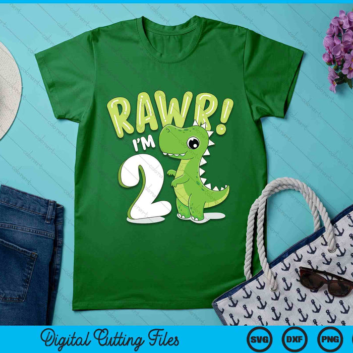 Kids Dinosaur 2nd Birthday Outfit Dinosaur Birthday Party SVG PNG Digital Printable Files