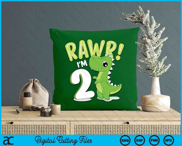 Kids Dinosaur 2nd Birthday Outfit Dinosaur Birthday Party SVG PNG Digital Printable Files