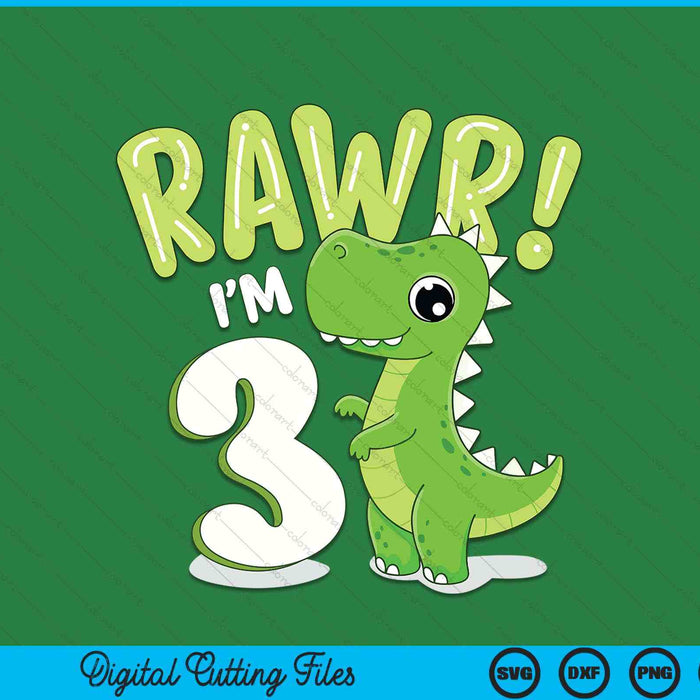 Kids Dinosaur 3rd Birthday Outfit Dinosaur Birthday Party SVG PNG Digital Printable Files