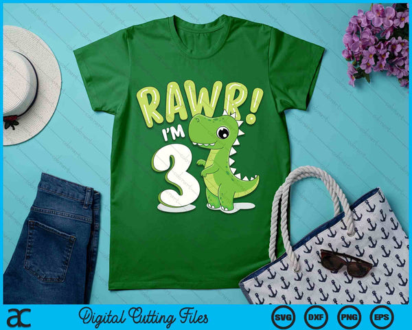 Kids Dinosaur 3rd Birthday Outfit Dinosaur Birthday Party SVG PNG Digital Printable Files