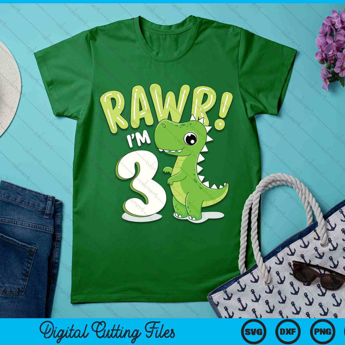 Kids Dinosaur 3rd Birthday Outfit Dinosaur Birthday Party SVG PNG Digital Printable Files