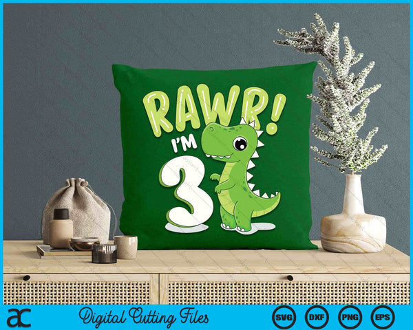 Kids Dinosaur 3rd Birthday Outfit Dinosaur Birthday Party SVG PNG Digital Printable Files