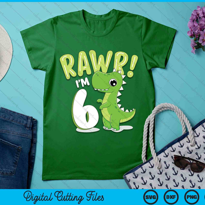 Kids Dinosaur 6th Birthday Outfit Dinosaur Birthday Party SVG PNG Digital Printable Files
