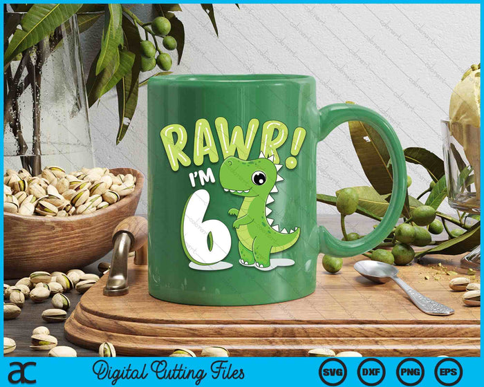Kids Dinosaur 6th Birthday Outfit Dinosaur Birthday Party SVG PNG Digital Printable Files