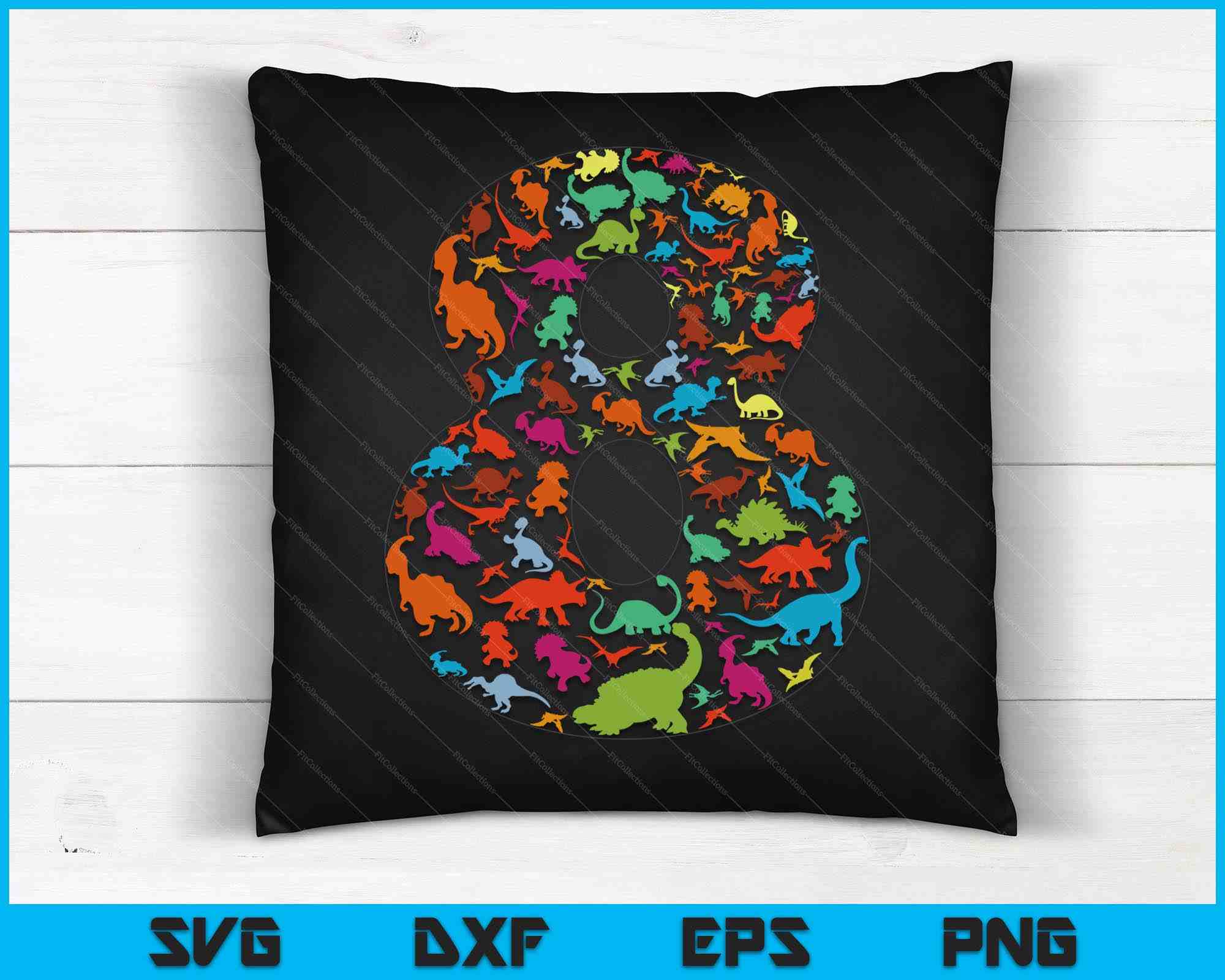 Yearst Kids Dinosaur 8th Birthday Boy T-Rex Party Rawr I'm 8 SVG PNG Files ...