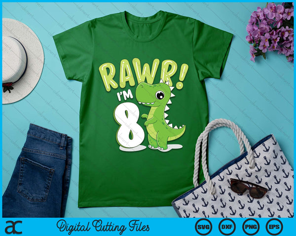 Kids Dinosaur 8th Birthday Outfit Dinosaur Birthday Party SVG PNG Digital Printable Files