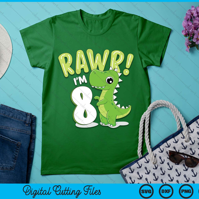 Kids Dinosaur 8th Birthday Outfit Dinosaur Birthday Party SVG PNG Digital Printable Files