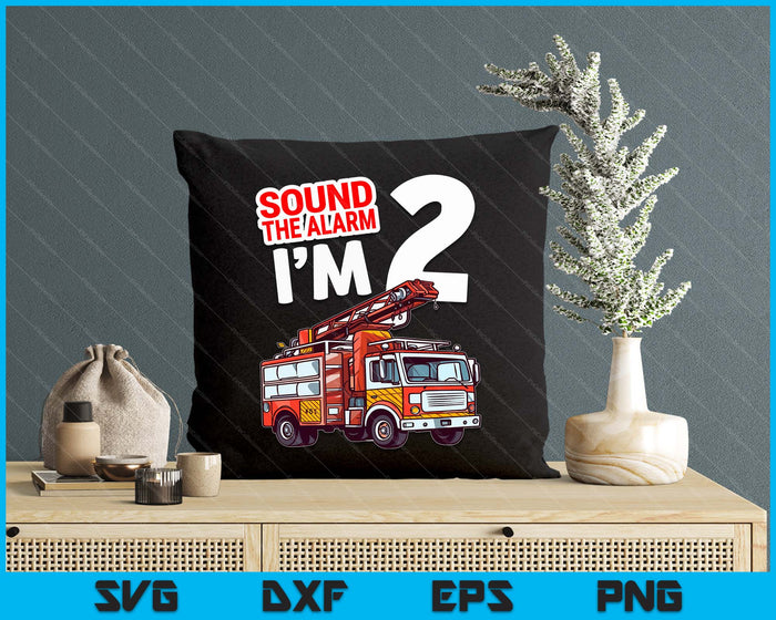 Kids Fire Truck 2 Year Old Firefighter 2nd Birthday Boy Toddler SVG PNG Digital Cutting File