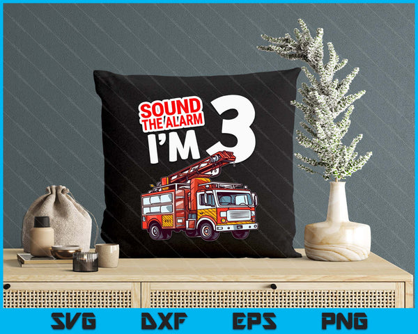 Kids Fire Truck 3 Year Old Firefighter 3rd Birthday Boy Toddler SVG PNG Digital Cutting File