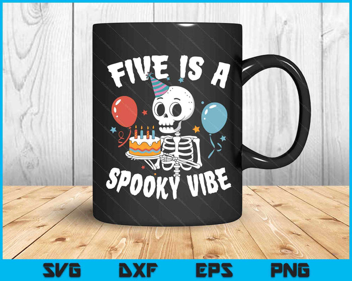 Kids Five Is A Spooky Vibe Halloween 5th Birthday SVG PNG Digital Printable Files