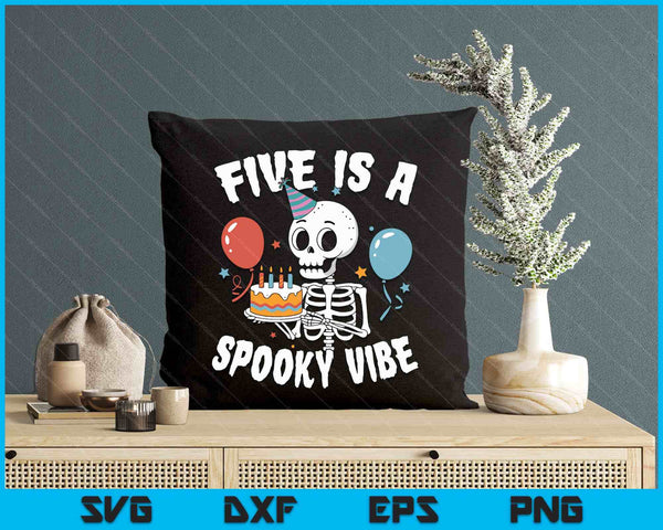 Kids Five Is A Spooky Vibe Halloween 5th Birthday SVG PNG Digital Printable Files