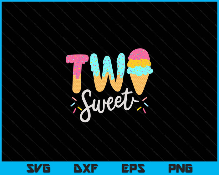 Niños dos dulces helados niñas 2o cumpleaños SVG PNG archivos de corte digital