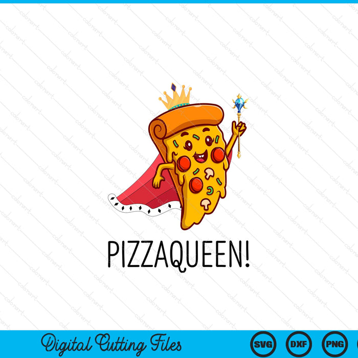 Kids Pizza Queen Salami Pizza Fast Food Girl SVG PNG digitale snijbestanden