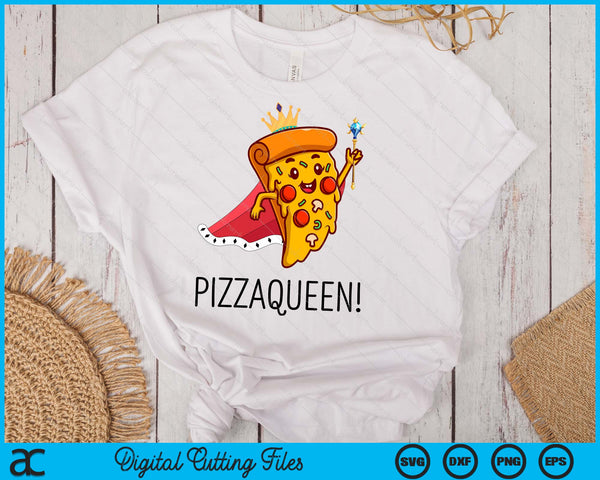 Kids Pizza Queen Salami Pizza Fast Food Girl SVG PNG digitale snijbestanden