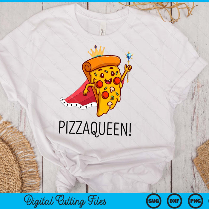 Kids Pizza Queen Salami Pizza Fast Food Girl SVG PNG Digital Cutting Files