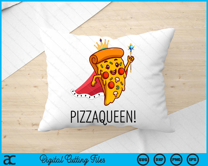Kids Pizza Queen Salami Pizza Fast Food Girl SVG PNG digitale snijbestanden