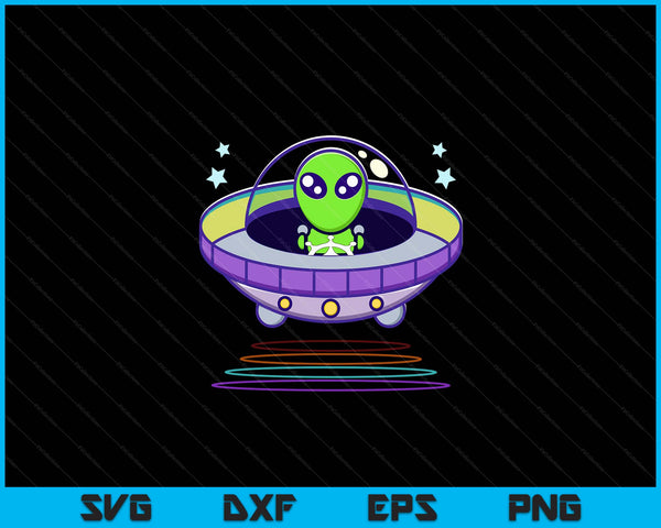 Kids Gift Idea Cute UFO Alien SVG PNG Digital Cutting Files