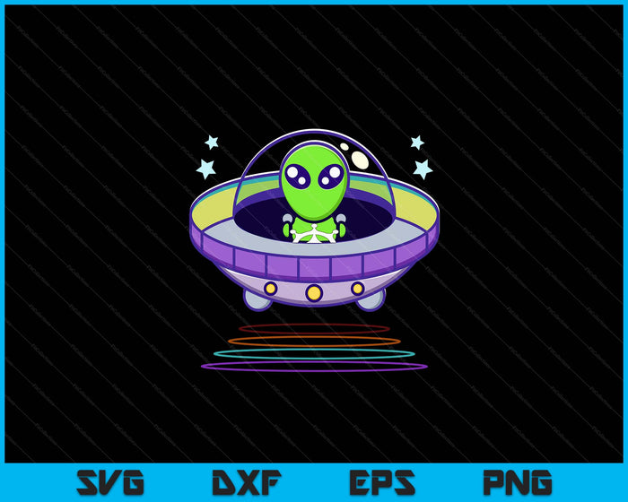 Kids Gift Idea Cute UFO Alien SVG PNG Digital Cutting Files