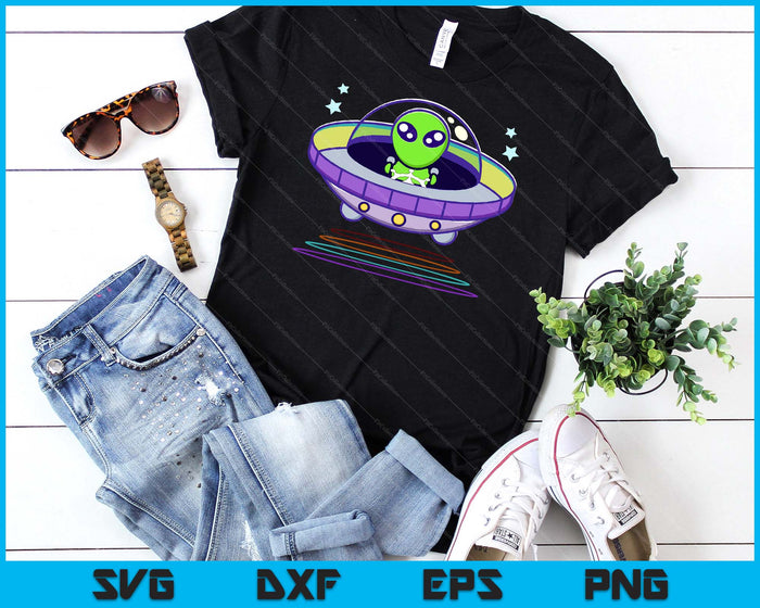Kids Gift Idea Cute UFO Alien SVG PNG Digital Cutting Files