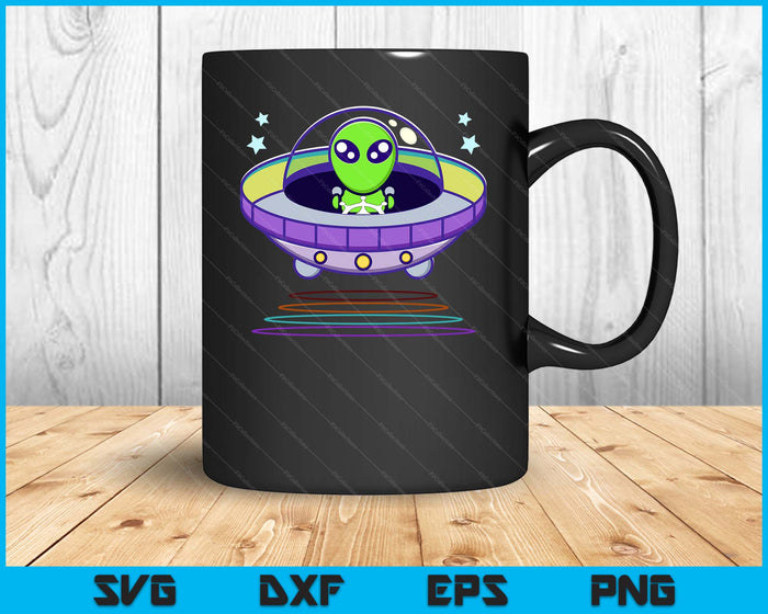 Kids Gift Idea Cute UFO Alien SVG PNG Digital Cutting Files