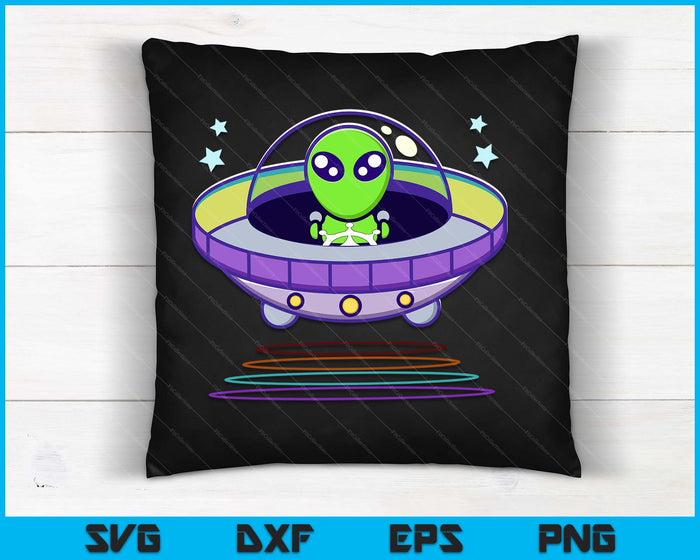 Kids Gift Idea Cute UFO Alien SVG PNG Digital Cutting Files