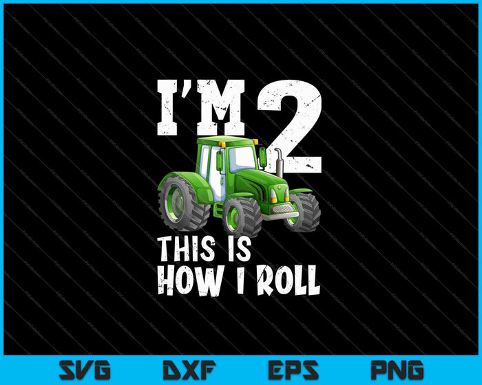 Kids Green Farm Tractor 2e verjaardag partij cadeau SVG PNG snijden afdrukbare bestanden