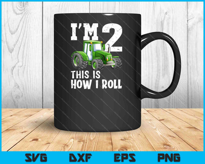 Kids Green Farm Tractor 2nd Birthday Party Gift SVG PNG Cutting Printable Files