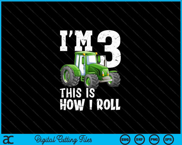 Kids Green Farm Tractor 3rd Birthday Party SVG PNG Cutting Printable Files