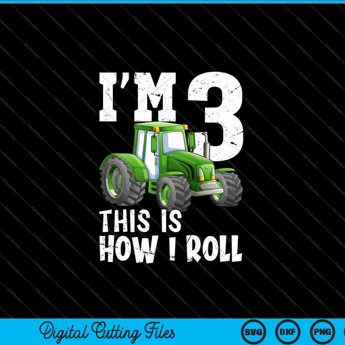 Kids Green Farm Tractor 3rd Birthday Party SVG PNG Cutting Printable Files