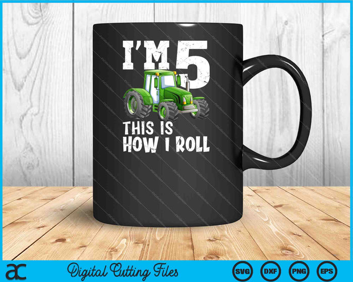 Kids Green Farm Tractor 5th Birthday Party SVG PNG Cutting Printable Files