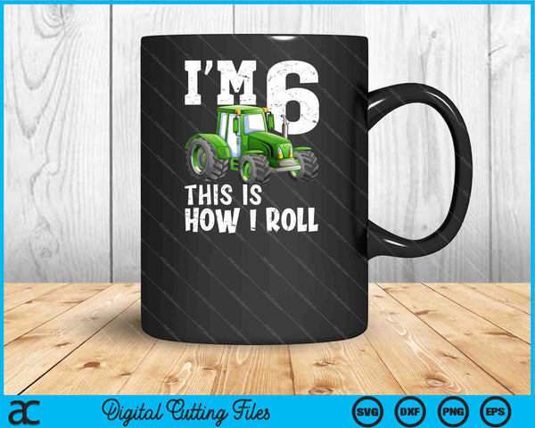 Kids Green Farm Tractor 6th Birthday Party SVG PNG Cutting Printable Files