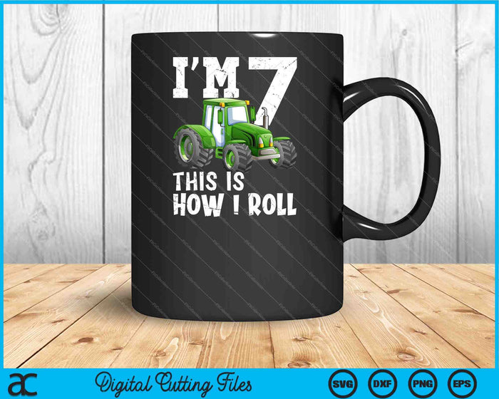 Kids Green Farm Tractor 7th Birthday Party SVG PNG Cutting Printable Files