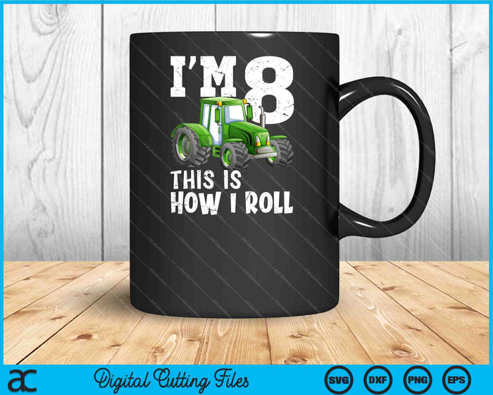 Kids Green Farm Tractor 8th Birthday Party SVG PNG Cutting Printable Files